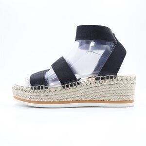 Dolce Vita Lury Black Elastic Strap 2" Platform Espadrille Sandals - 10